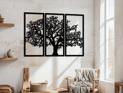 Alternative view of Ozdobny obraz ażurowy dekoracja ścienna panele TRYPTYK DRZEWO 3D Zestaw XL