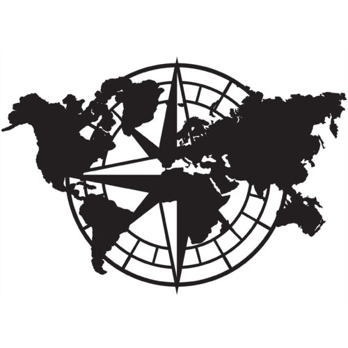 Obraz ażurowy 3D Panel Dekoracja ścienna Mapa Świata Loft Róża Wiatrów