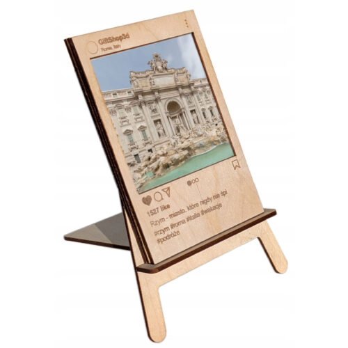 Pamiątkowa Ramka na zdjęcie instax Drewno Personalizacja Prezent na biurko