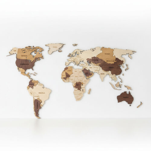 Drewniana Mapa Świata na Ścianę 180x90cm 3D, Grawer, Prezent Podróżnika