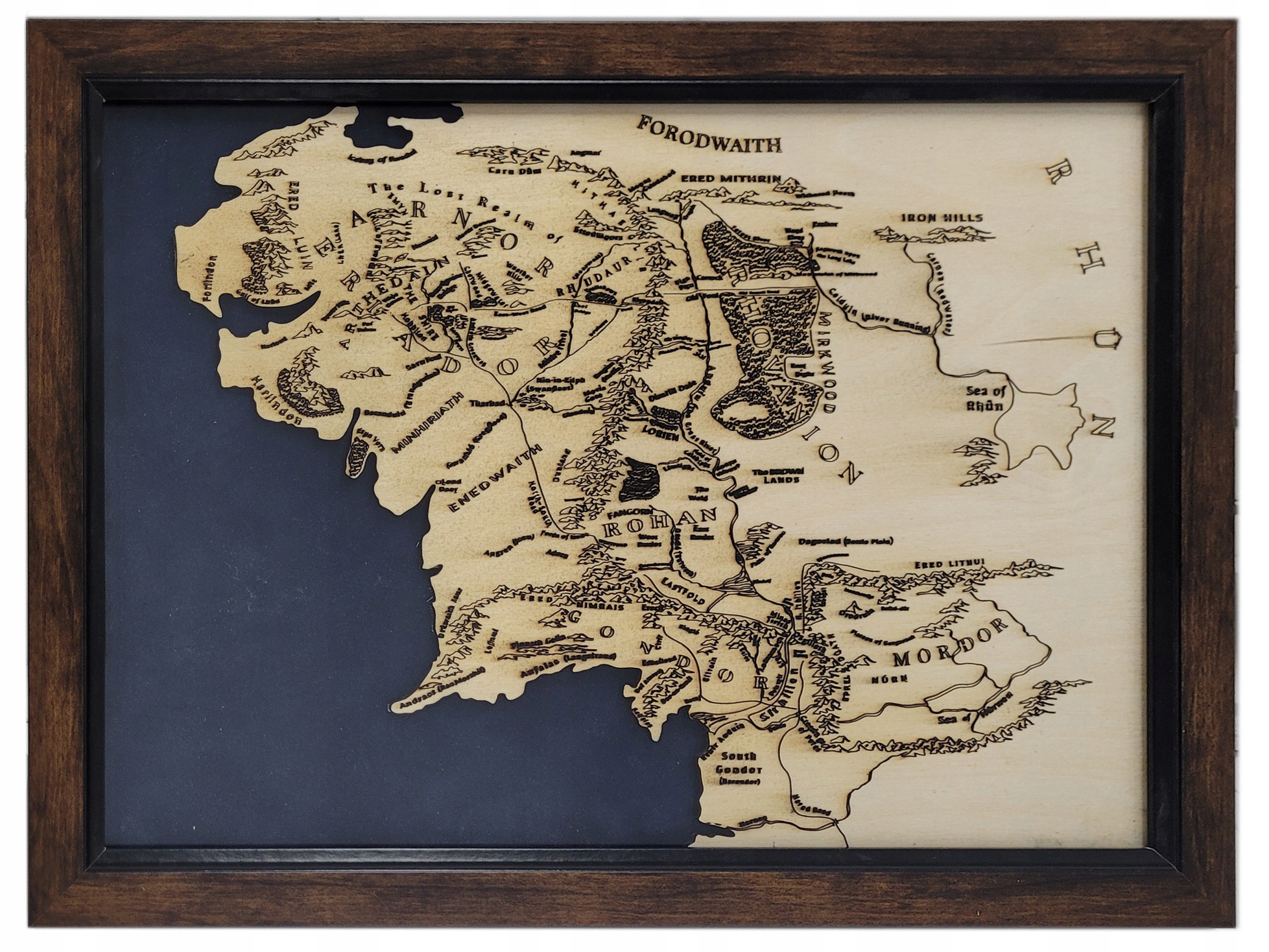 Mapa Śródziemia laserowa w ramie