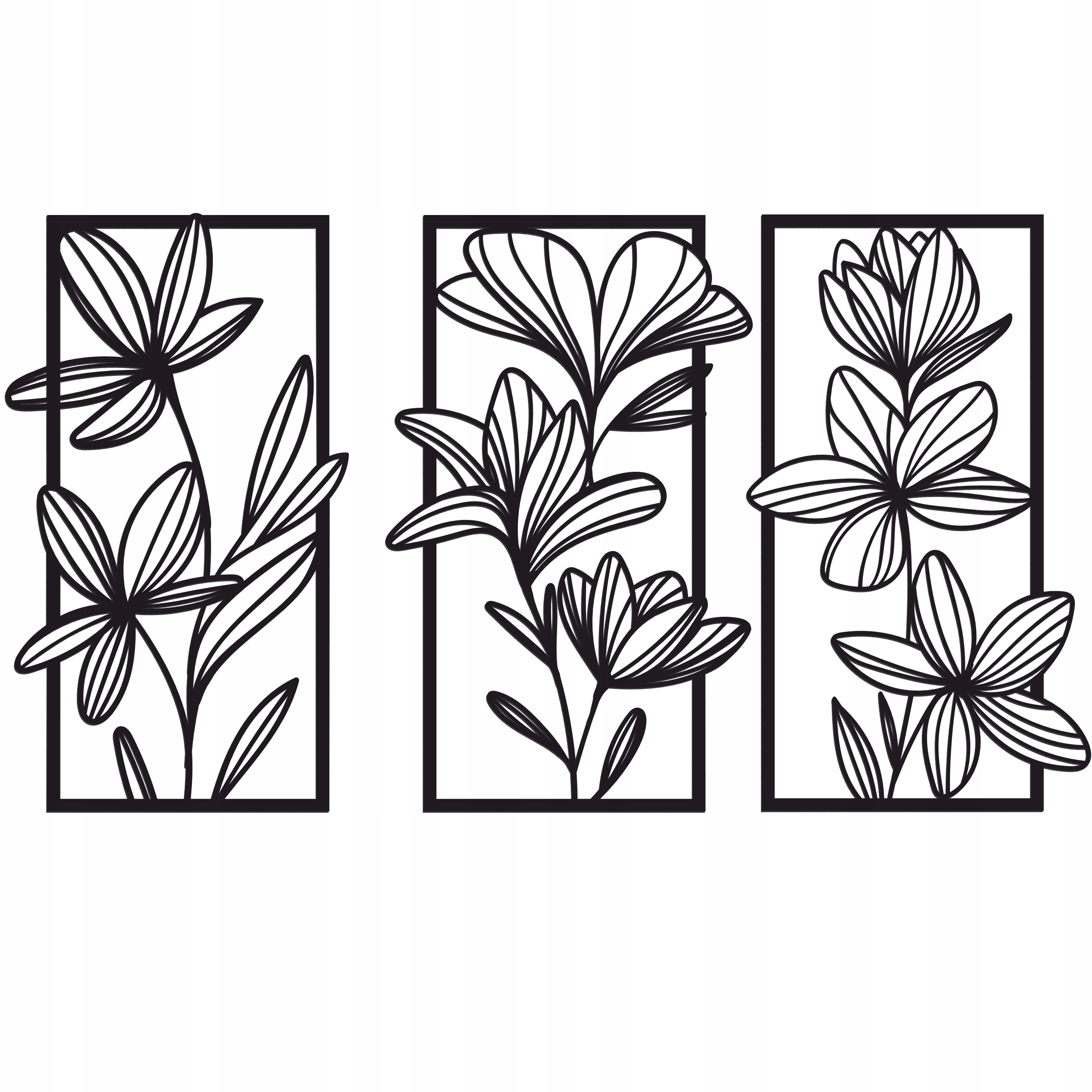 Ażurowy obraz kwiaty 3D czarny