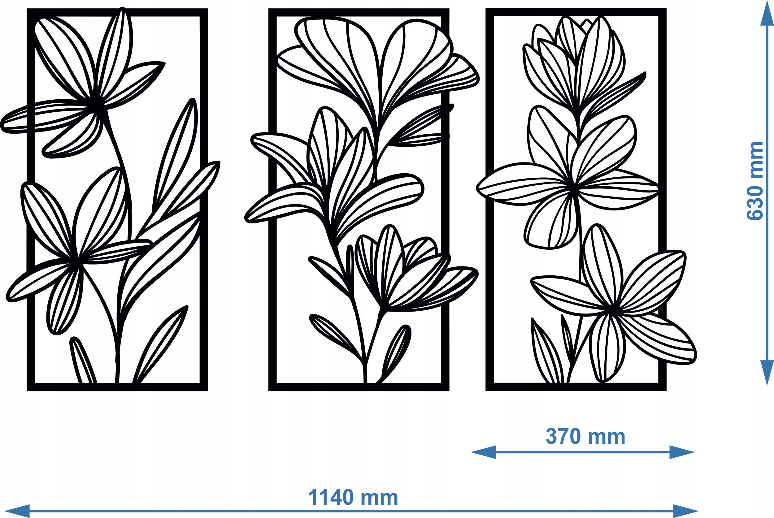Wymiary tryptyku kwiaty